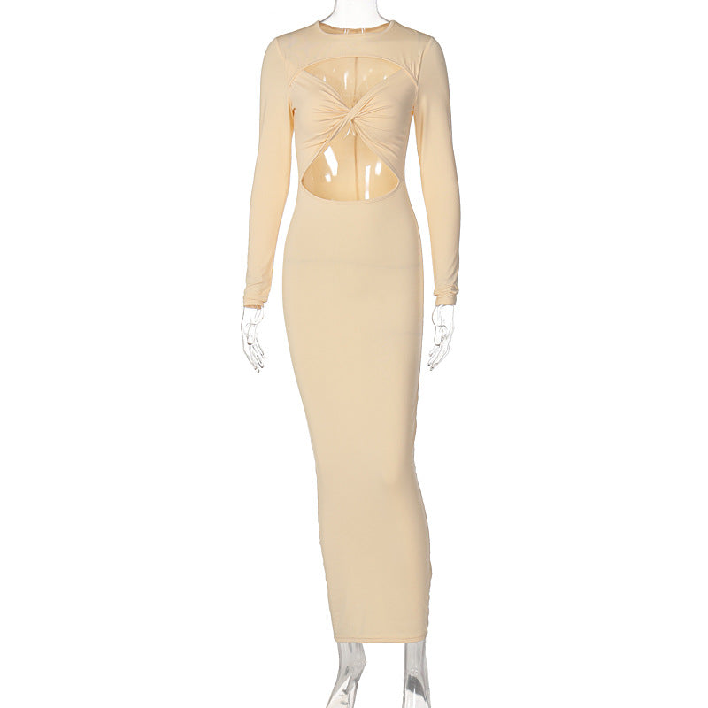 Women Asymmetrical Hollow Out Long Sleeve Sexy Dress