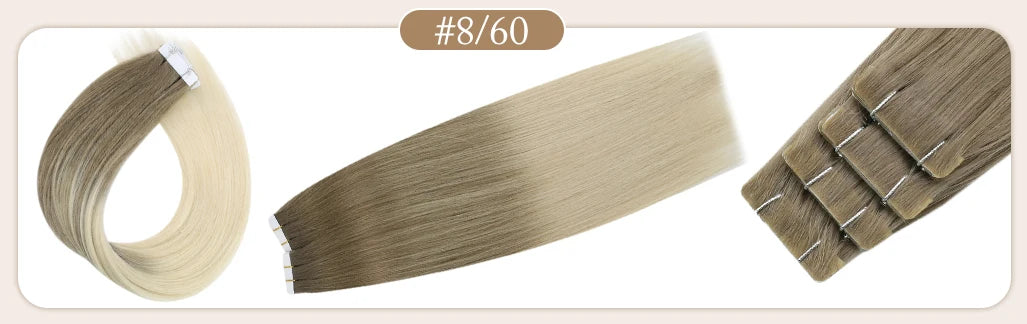 Full Shine Virgin Hand Tied Tape In Adhesives Human Hair Extensions PU Skin Weft Blonde Color Invisible Seamless Injection