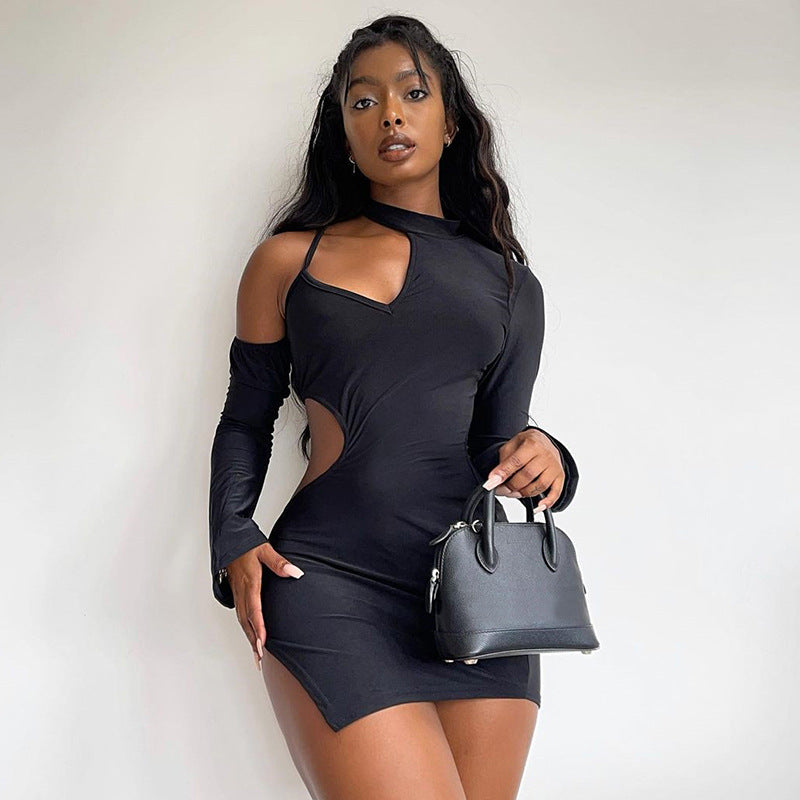 Black Satin Sexy Party Dress