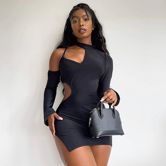 Black Satin Sexy Party Dress
