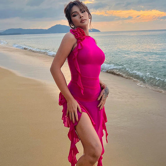 Summer Mesh Dress Boho Clothing Beach Outfits for Women Sexy Long Dress