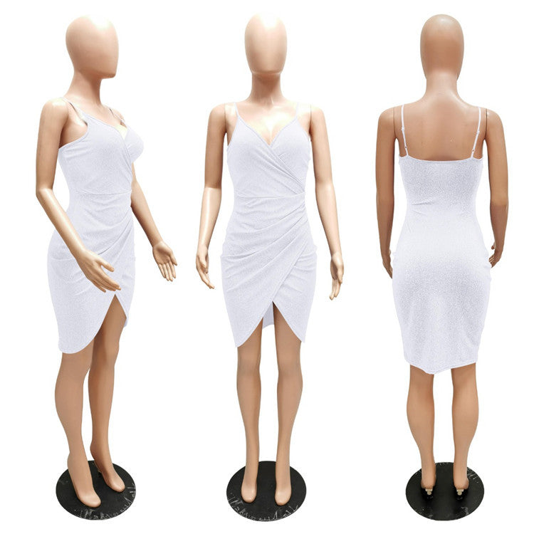 Shiny Ruffle Slip Dress