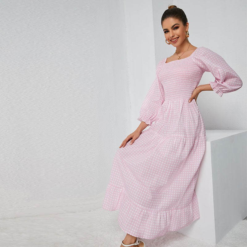 Long Elegant Casual Dress Woman Puff Sleeve Ladies Party Dress