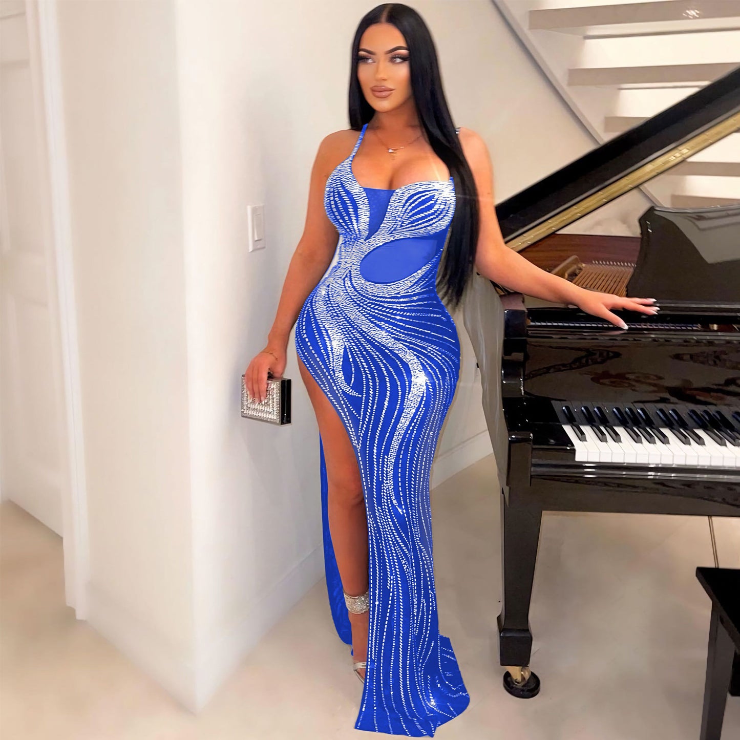 Ladies Slip Sexy Nightclub Party Cutout Casual Backless Slim Wrapped  Dress