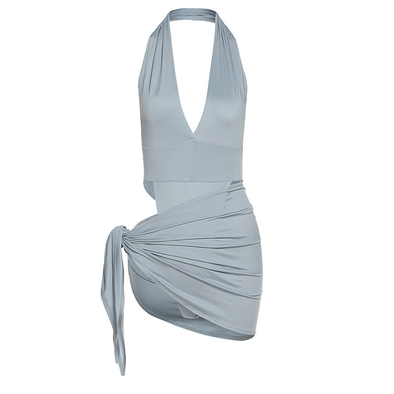 Backless With Bandage Dress Hollow Cut Out Dress Women Apparel Sexy Dresses