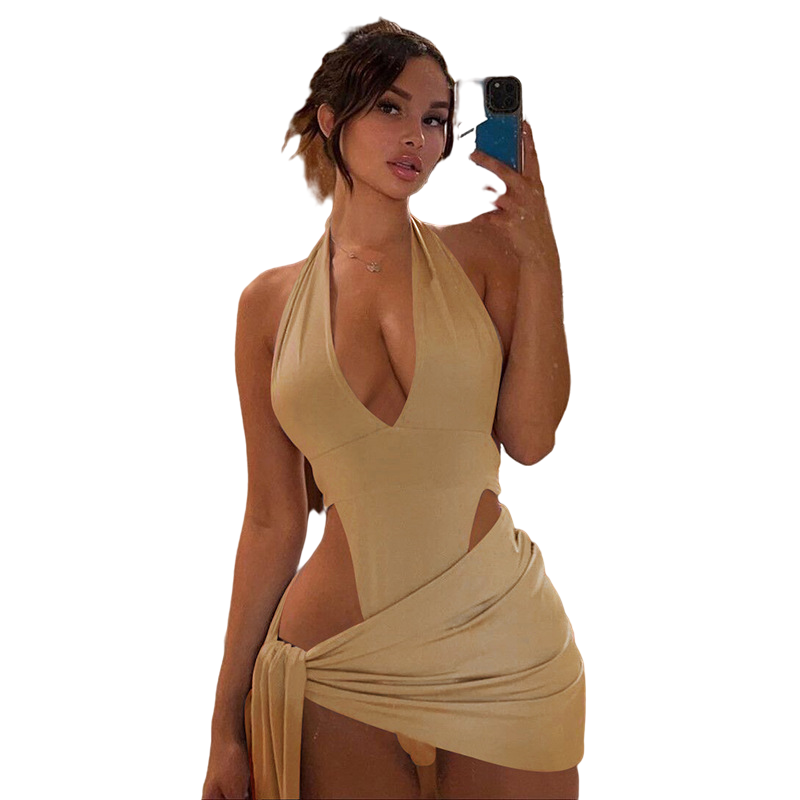 Backless With Bandage Dress Hollow Cut Out Dress Women Apparel Sexy Dresses