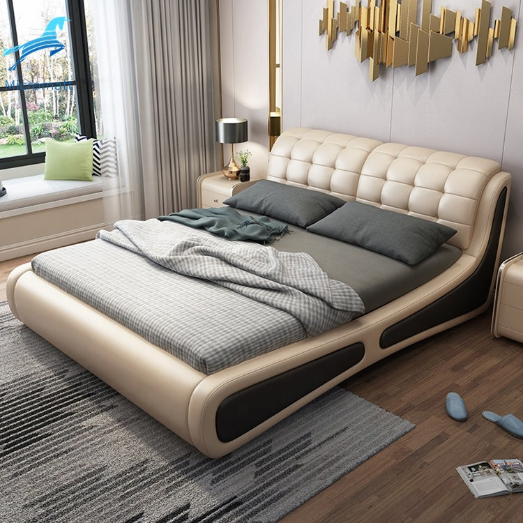 Double Queen Size Modern Leather Luxury Bed