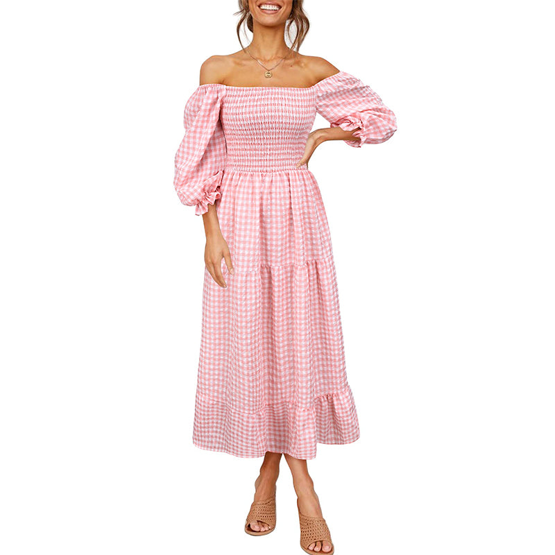 Long Elegant Casual Dress Woman Puff Sleeve Ladies Party Dress