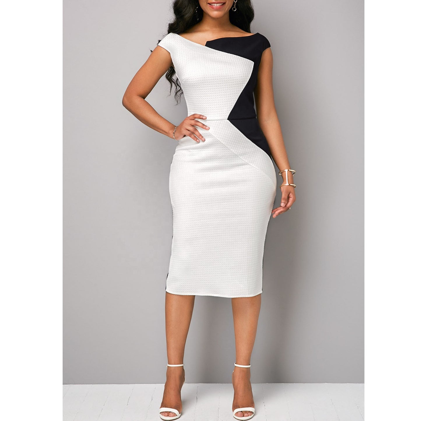 Stylish Elegant Women Off Shoulder Plus Size Dress