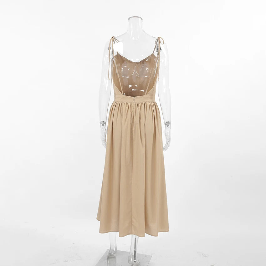Summer Beachwear Women Vintage A-Line Sling Sexy Hot Women Cotton Dress Ladies