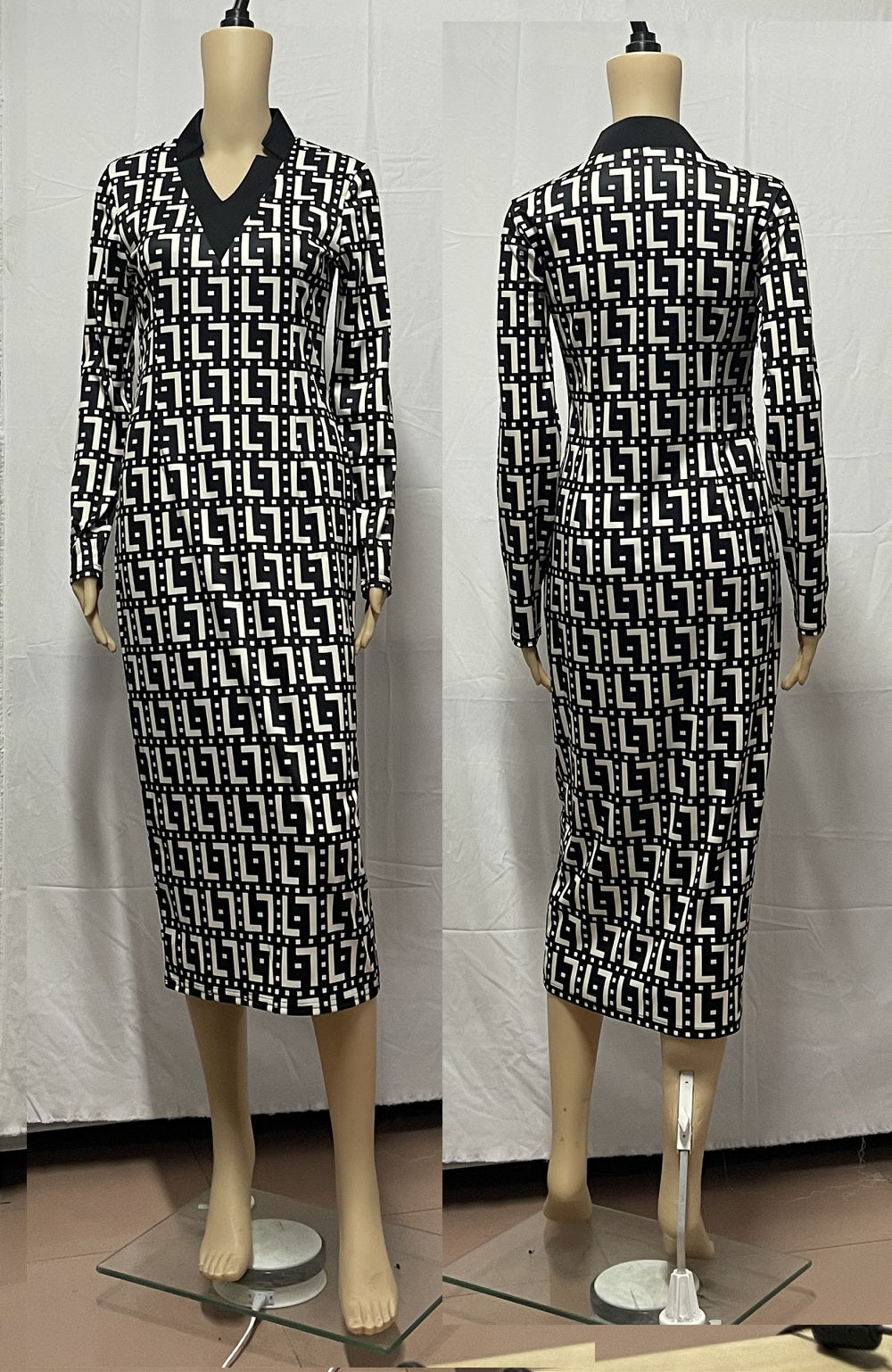 Custom Summer Fall Women V- Neck Pleated Lady Dress With Belt