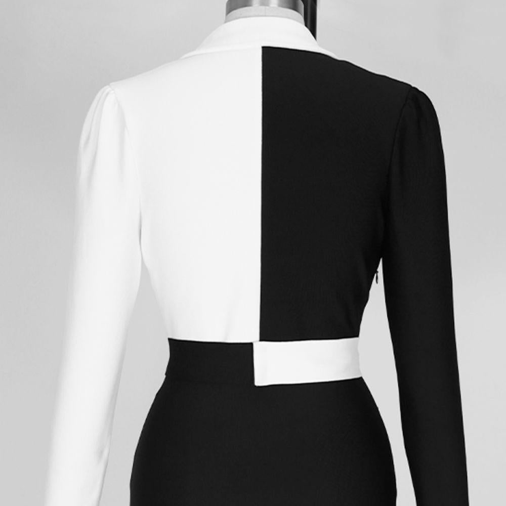 Ladies Elegant Contrast Color Designer Dress  Lady Office Dress for Work