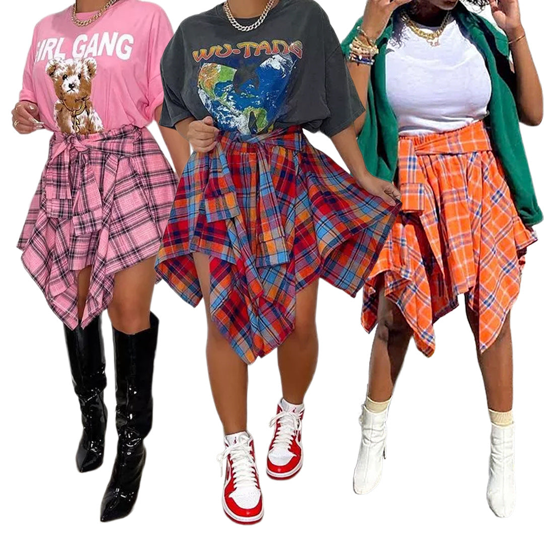Irregular Shirt Dress Spring Summer Trending Dresses Plaid Skirt Dress