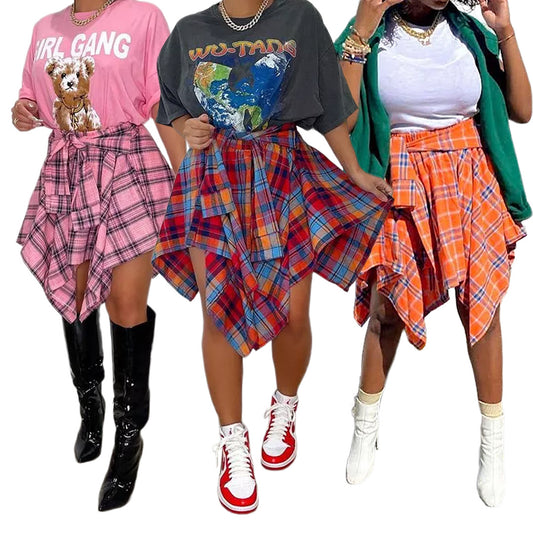 Irregular Shirt Dress Spring Summer Trending Dresses Plaid Skirt Dress