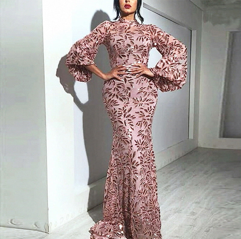 Puff Sleeves Bodycon Women Dresses Mermaid Bridesmaid Dress