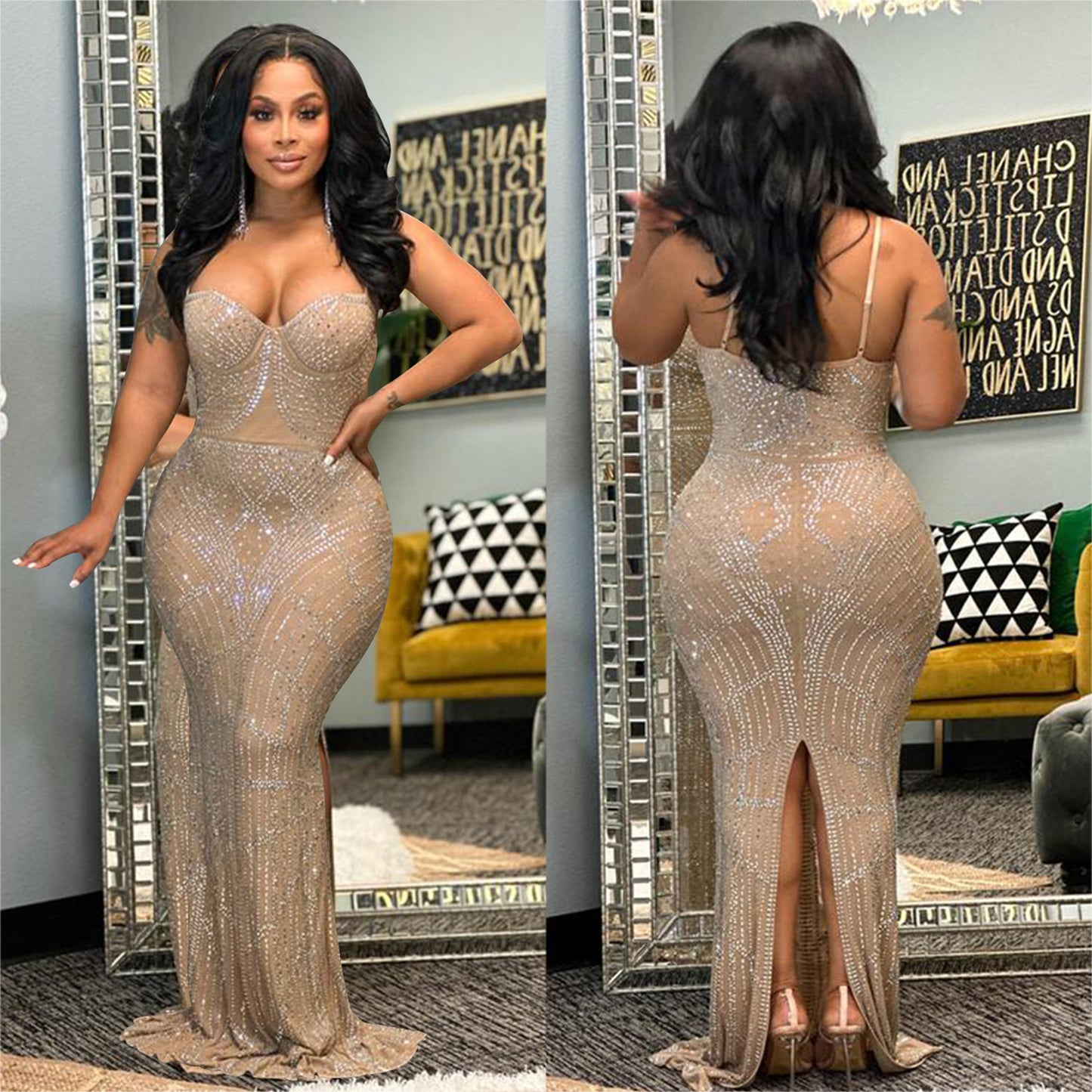 Ladies Slip Sexy Nightclub Party Cutout Casual Backless Slim Wrapped Dress