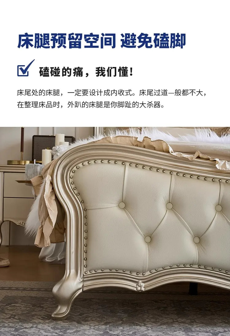 European Beauty Multifunctional Storage Bed Luxury King Size Sun Letti Matrimonial Bedroom Furniture