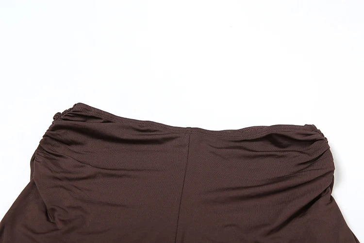 2 Piece Set Simple Irregular Rushed Low Neck Backless Camisoles+ Solid Slim Shorts