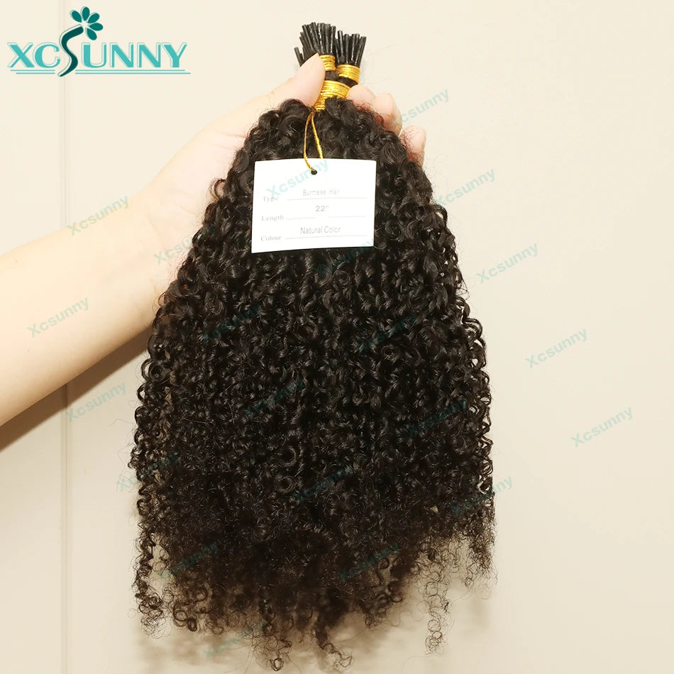Itip Kinky Curly Human Hair Extensions Burmese Itips Microlink Human Hair Kinky Curly I Tips Human Hair For Black Women