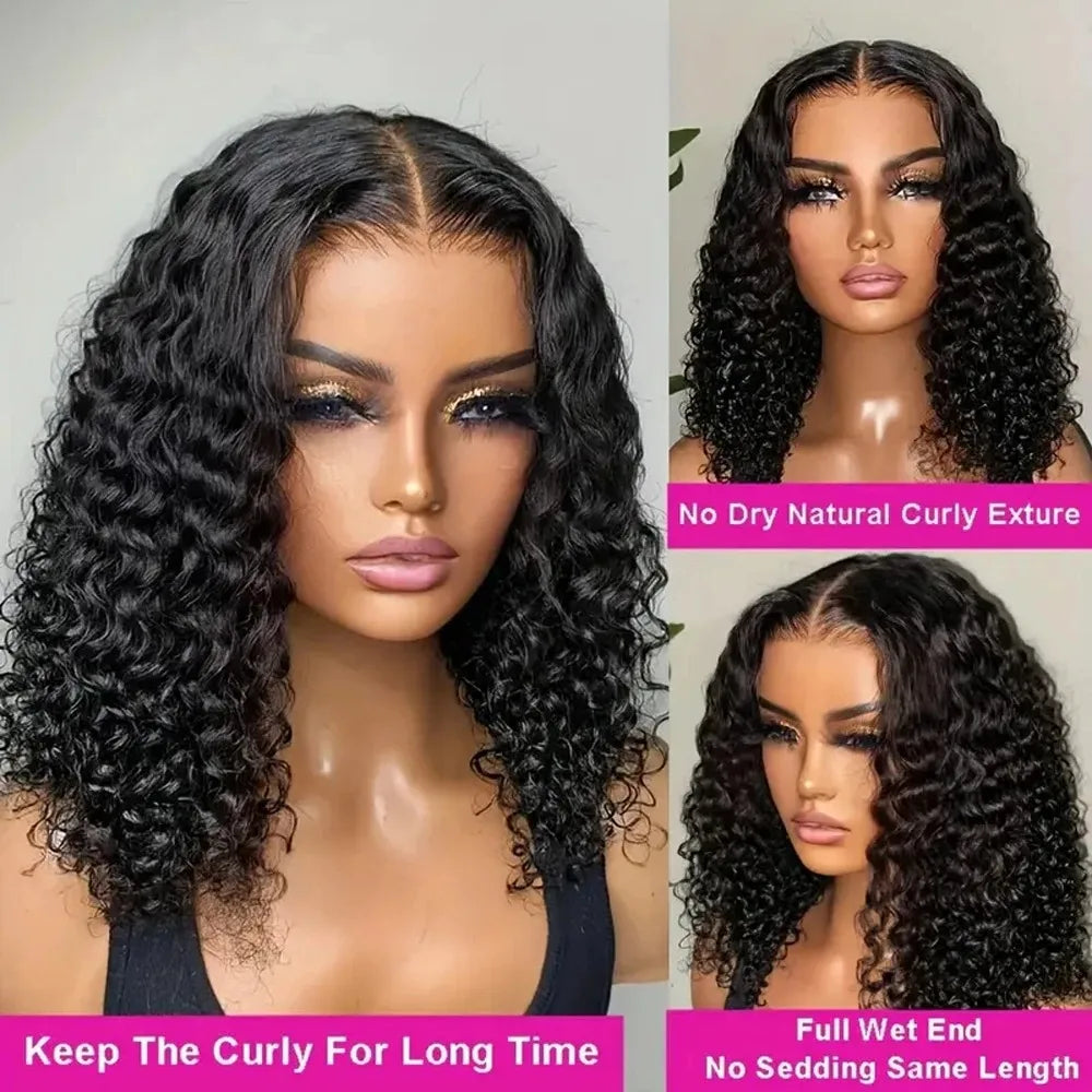 Short Curly Bob Wigs 13x6 HD Lace Front Human Hair For Women Deep Wave 13x4 Frontal Brazilian Remy 5x5 Closure Wig