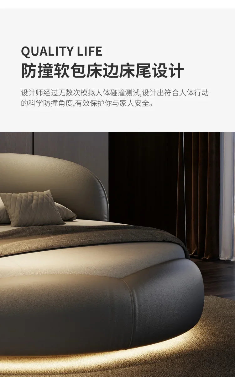 Princess Luxury Pretty Double Bed King Size Modern Italian Round Bed Loft Villa Camas De Dormitorio Bedroom Set Furniture