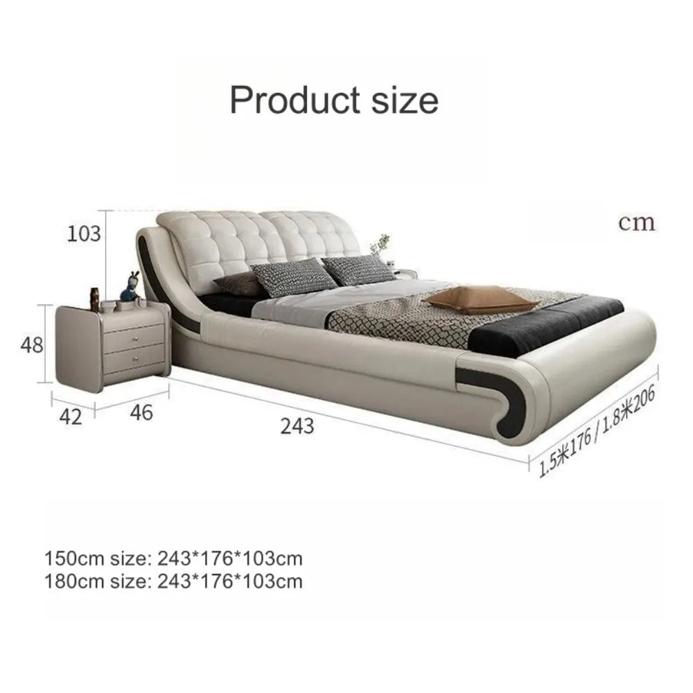 Luxury Upholstered Bed Bedroom Furniture New Modern King Size Soft Bed Frame Technology Cloth Home Apartment Hotel Wholesale