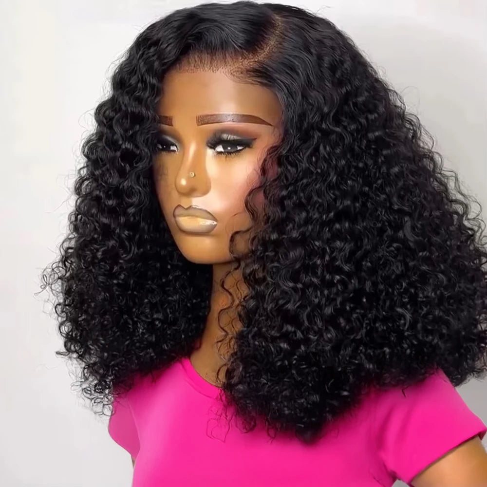 Glueless Short Bob Kinky Curly Human Hair Wig Deep Wave Frontal Wig 13x4 13x6 Lace Front Human Hair