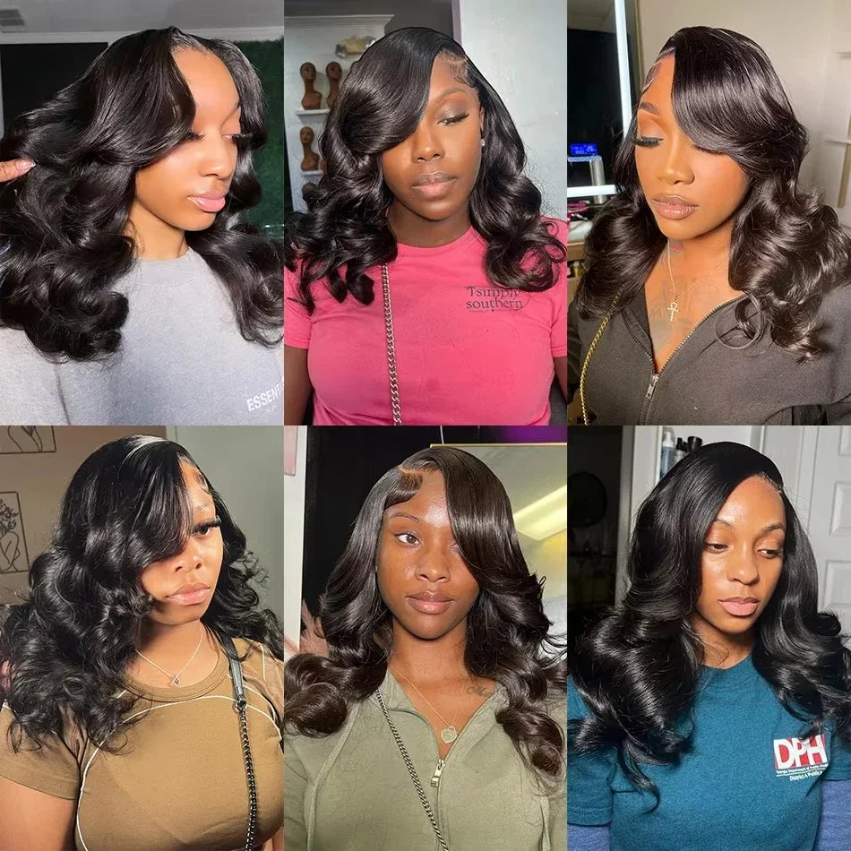 300 Density Body Wave Short Bob 13x4 13x6 HD Transparent Lace Front Human Hair Wigs 5x5 Pre Plucked Lace Frontal Wig For Black