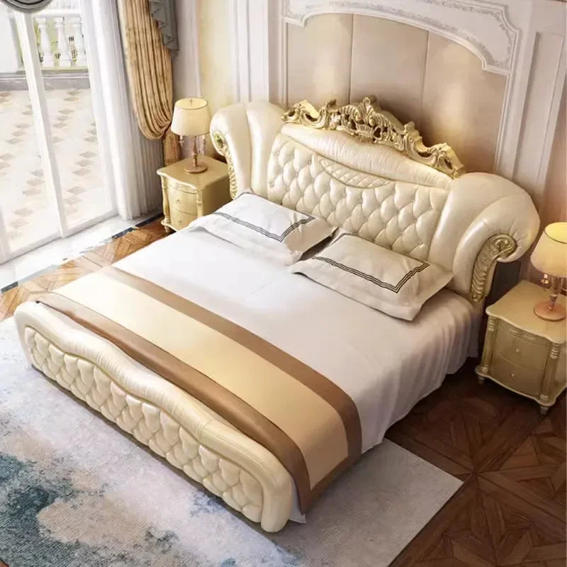 Creative King Size Frame Double Bed Luxury Unique Twin Room European Bed Modern Pedicure Muebles Para El Hogar Home Furniture