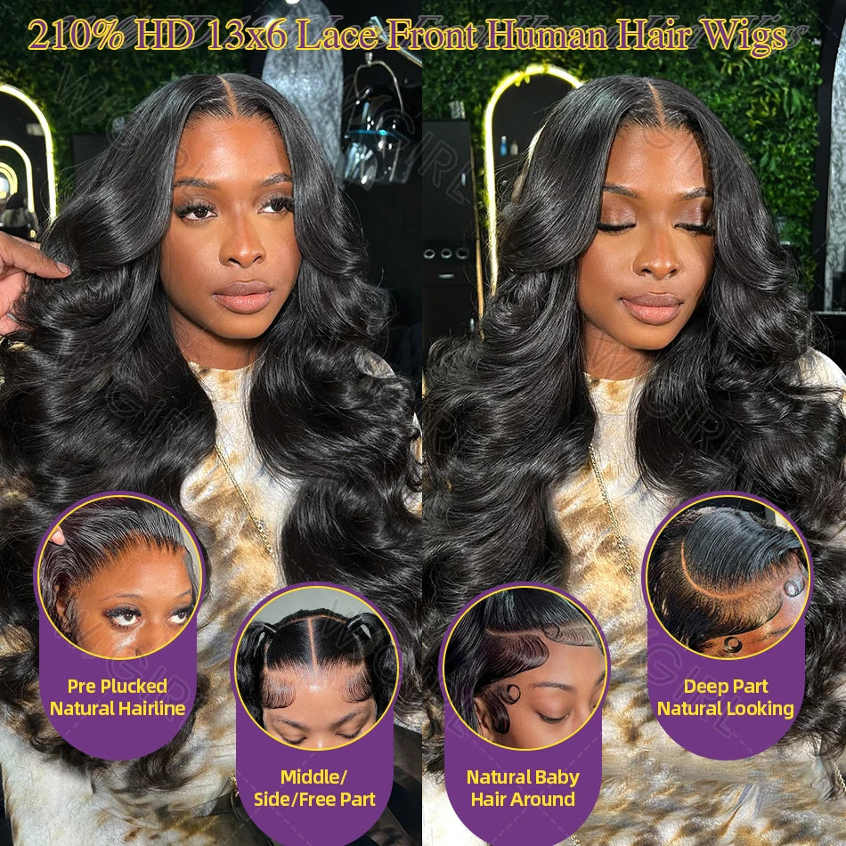 Wigirl 40 Inch Body Wave Human Hair Wigs Brazilian Body Wave Lace Front Wig 13x6 Water Wave Glueless Wigs Human Hair For Women