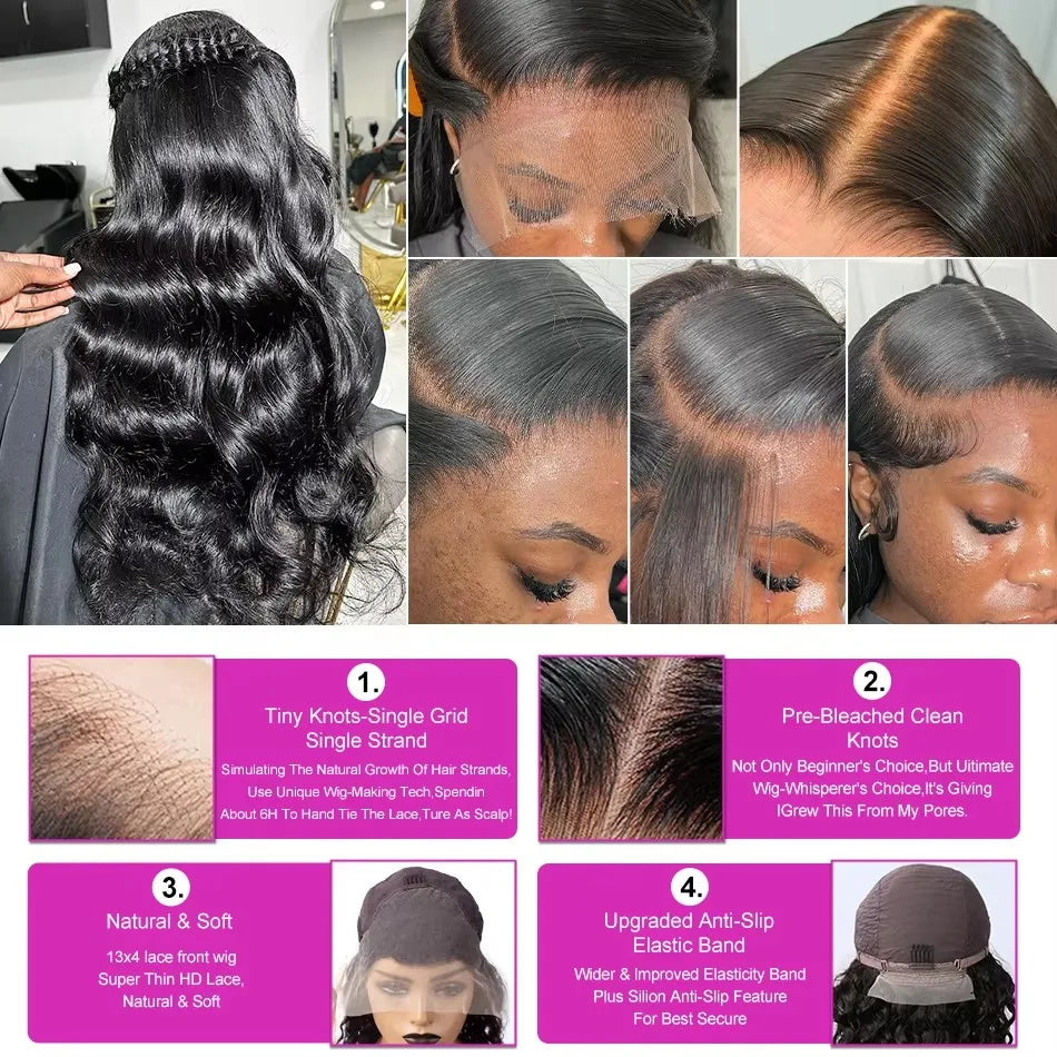 Wigirl 40 Inch Body Wave Human Hair Wigs Brazilian Body Wave Lace Front Wig 13x6 Water Wave Glueless Wigs Human Hair For Women