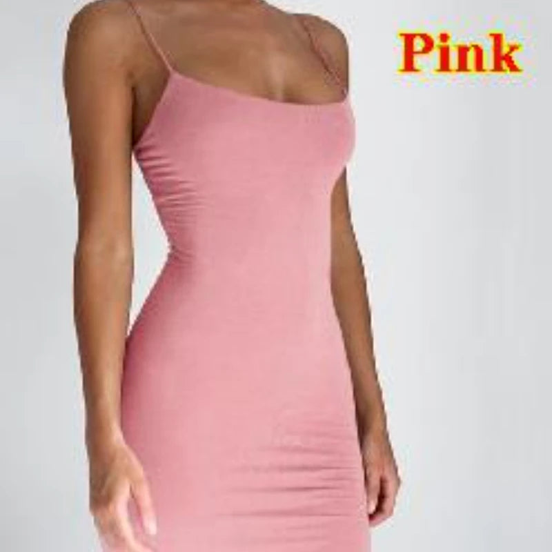Summer Spaghetti Strap Mini Dress Women Sexy Bodycon Club Party Dresses Short