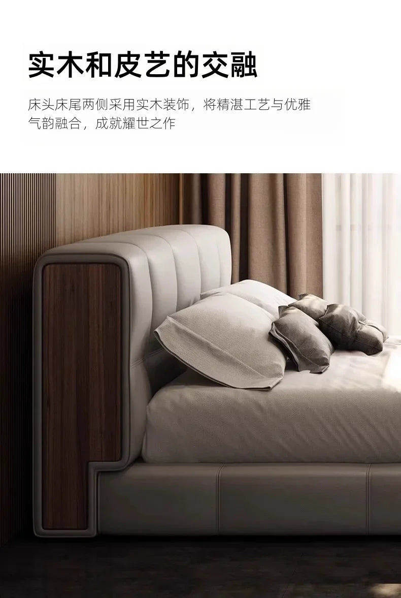 Simple Design Bed Tatami Safe Aesthetics Light Luxury Relax Bed Vintage Princess Crown Wedding Ltalian Wood Muebles Furniture