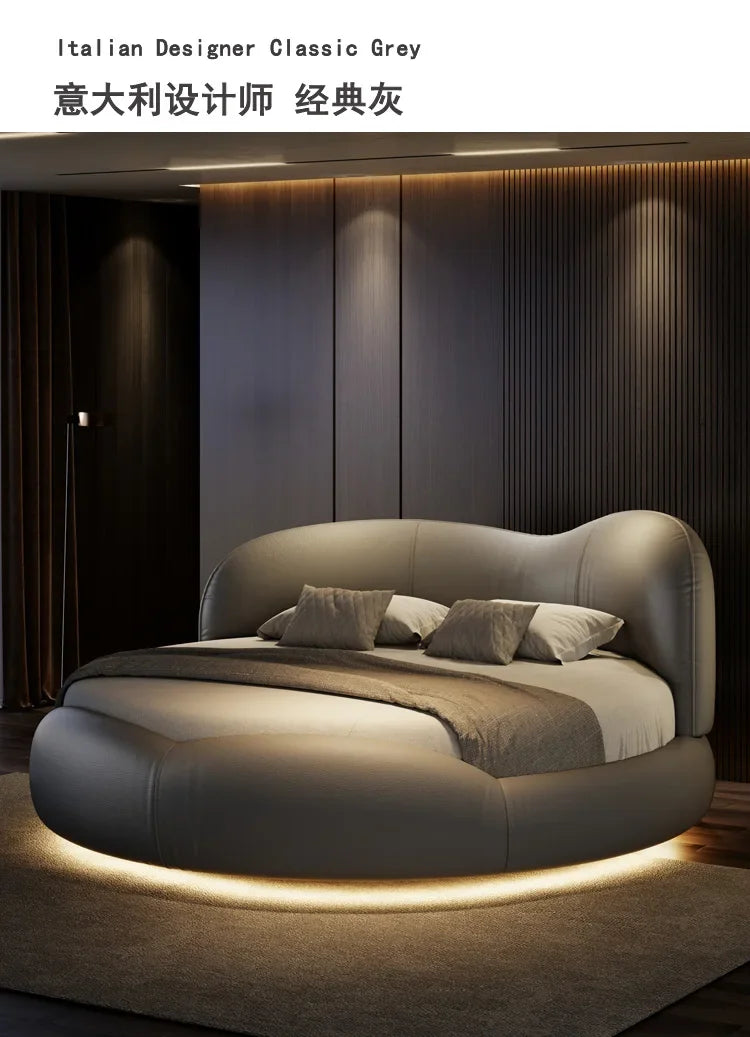 Princess Luxury Pretty Double Bed King Size Modern Italian Round Bed Loft Villa Camas De Dormitorio Bedroom Set Furniture