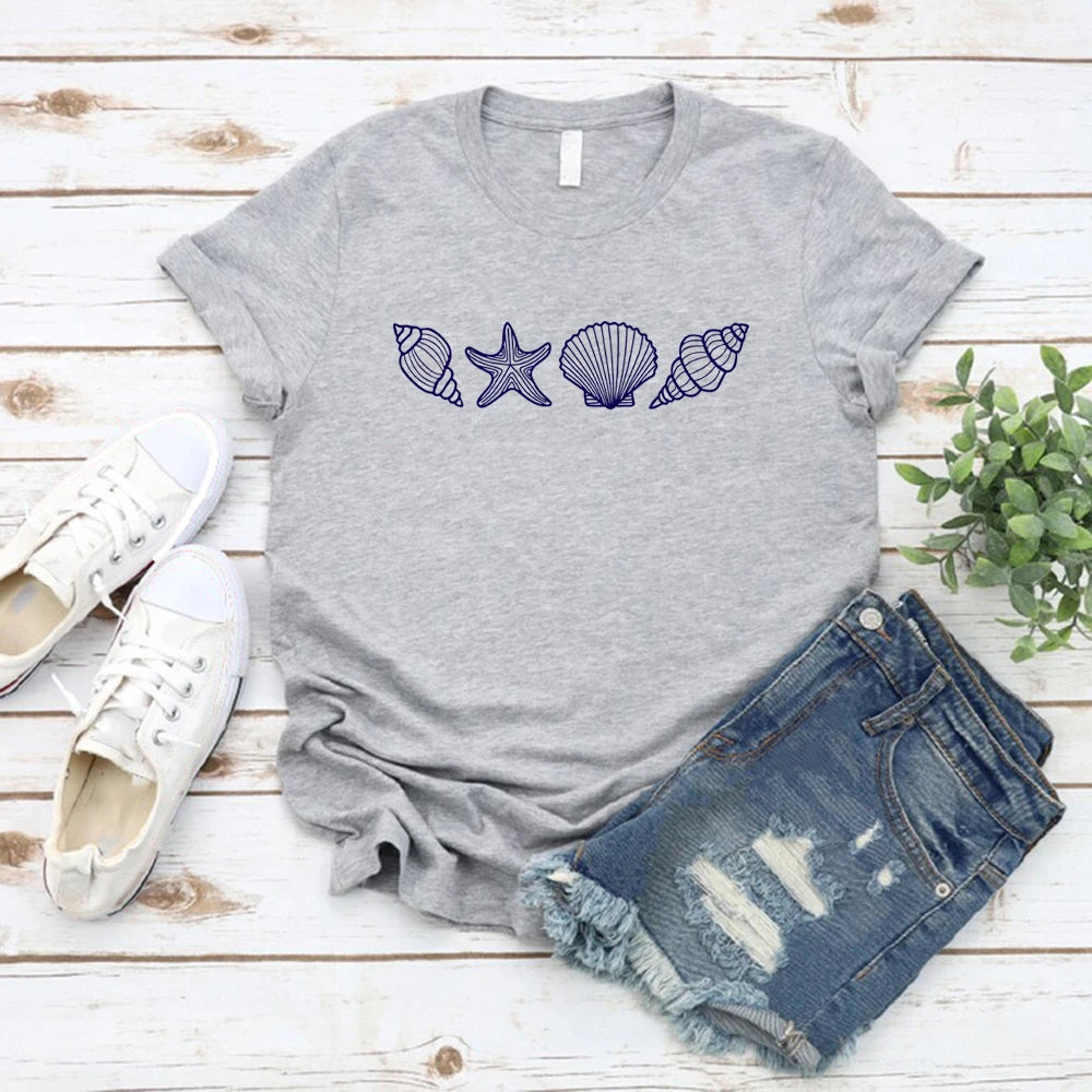 Beach T-Shirt Summer Woman Shirt Ocean Lover Gift Short Sleeve Graphic T Shirts