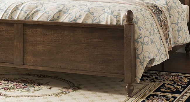 King Size Wood Bed Frame with Upholstered Headboard, Solid Wood Platform Bed with Linen Tufted, No Box Spring Needed