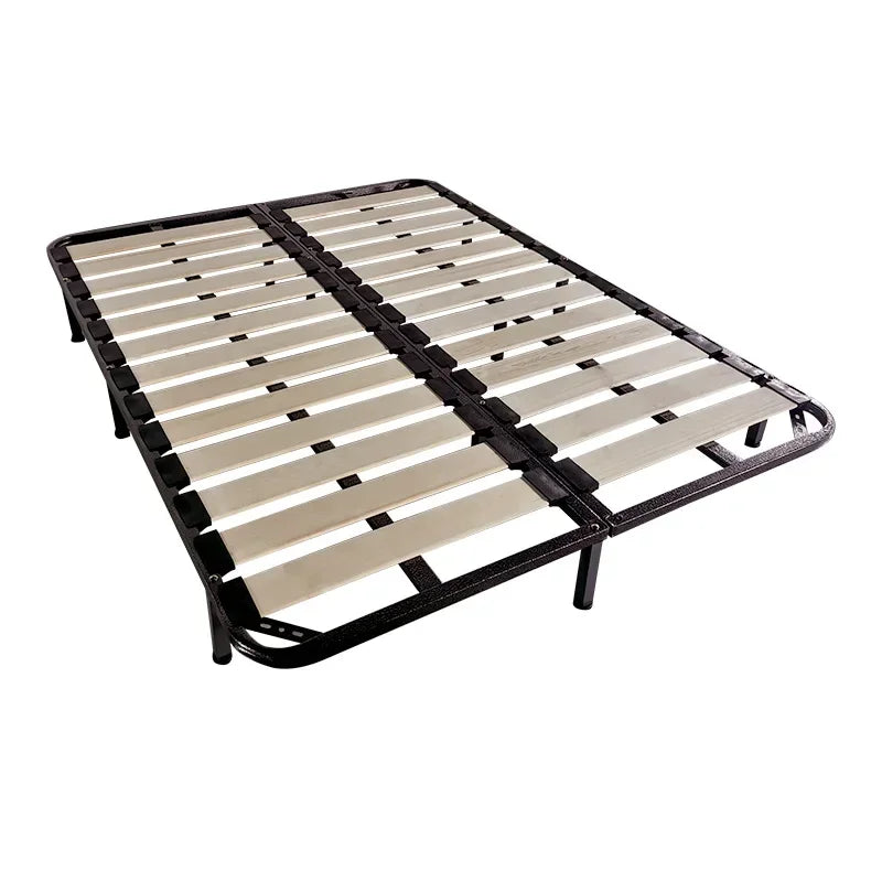 Indoor Simple Plank Apartment Bedroom Furniture Metal Double Bed Bases Frame Platform Thick Tatami King Size Black Bed Frame H