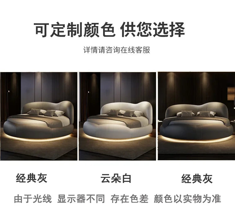 Princess Luxury Pretty Double Bed King Size Modern Italian Round Bed Loft Villa Camas De Dormitorio Bedroom Set Furniture