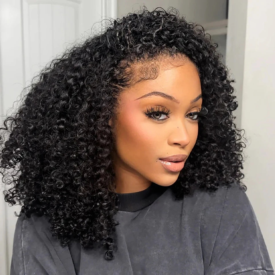 Human Hair Flip Over 3 IN 1 Afro Kinky Curly Glueless Wig