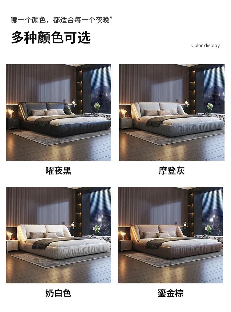Student Leather Luxury Double Bed Modern Loft King Storage Bedroom Double Bed Queen Disabled Letto Matrimoniale Home Furniture