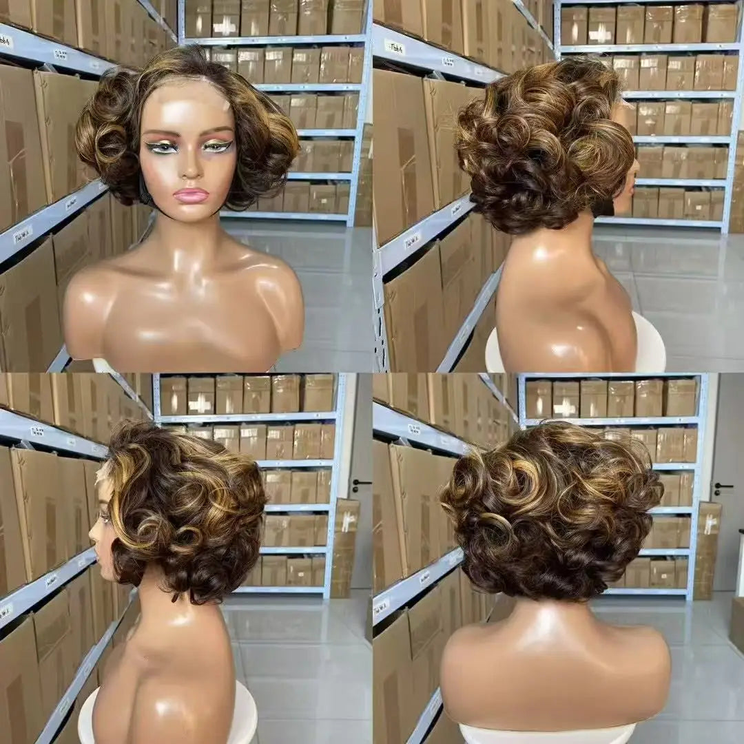 Loose Body Wave Chocolate Brown 4x4 HD Lace Frontal Bob Wigs Human Hair PrePlucked Brazilian #4 Colored Human Hair Wigs 300%