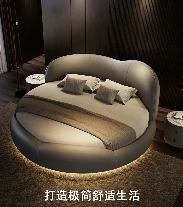 Princess Luxury Pretty Double Bed King Size Modern Italian Round Bed Loft Villa Camas De Dormitorio Bedroom Set Furniture