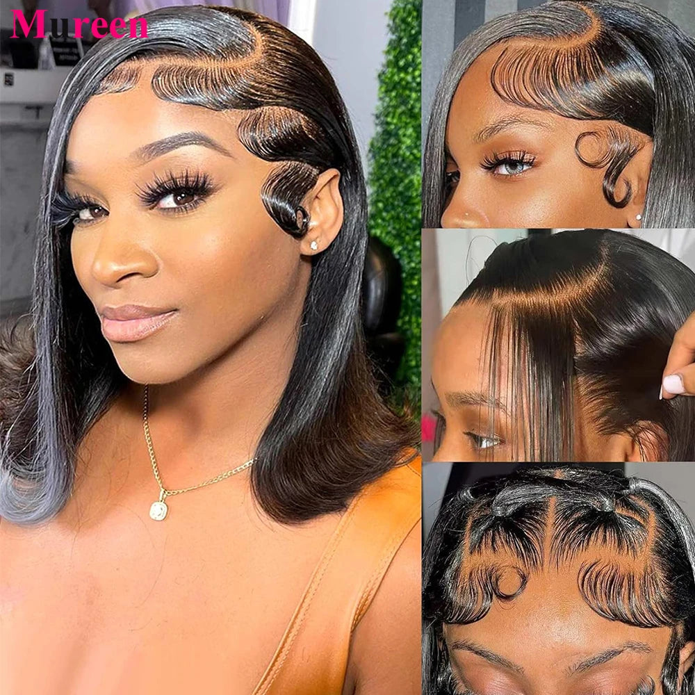 250% Density Bob Wig Human Hair 13x4 HD Lace Front Wigs Human Hair Glueless Straight Lace Frontal Human Hair Wigs for Women
