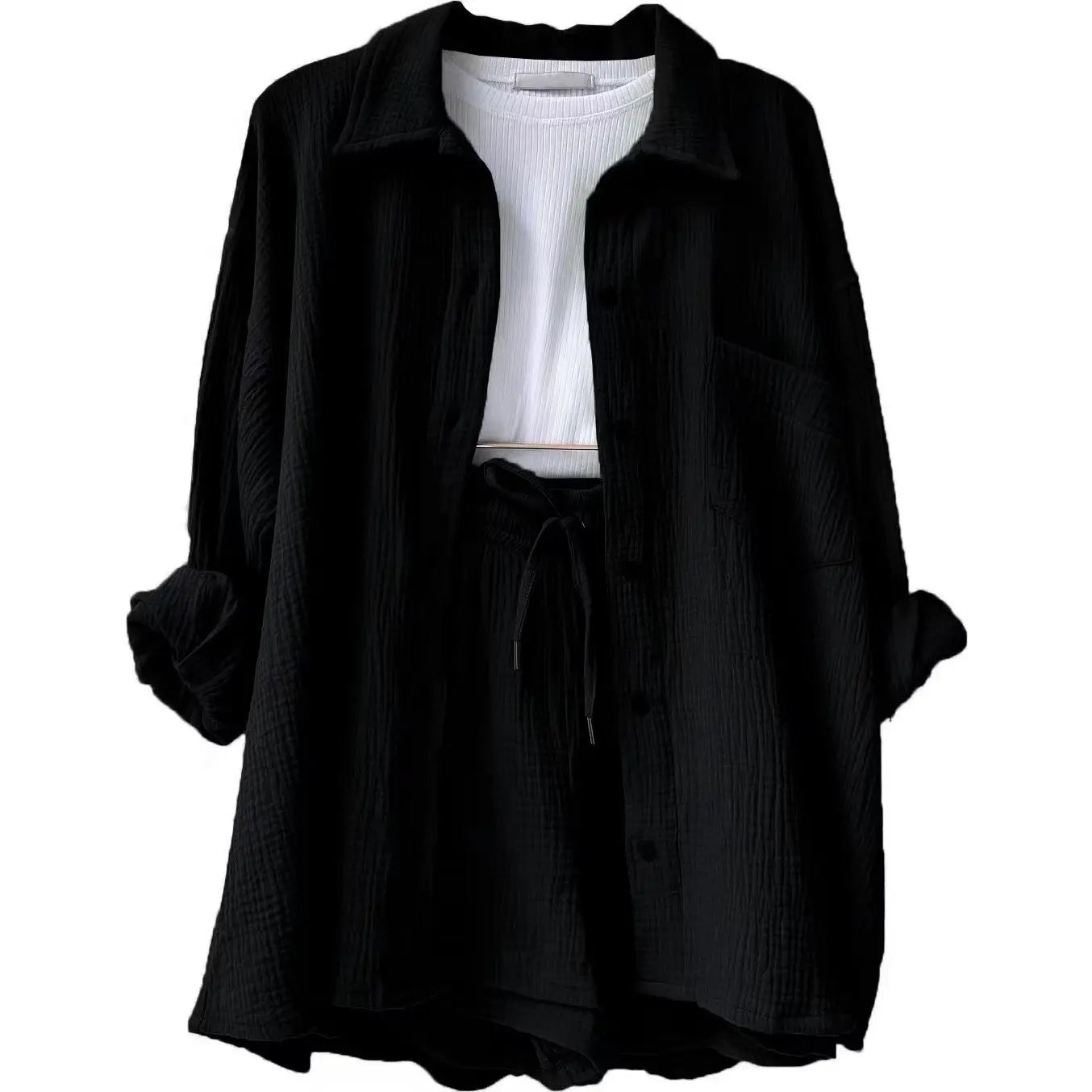 Casual Long Sleeve Button Loose Two Piece Set