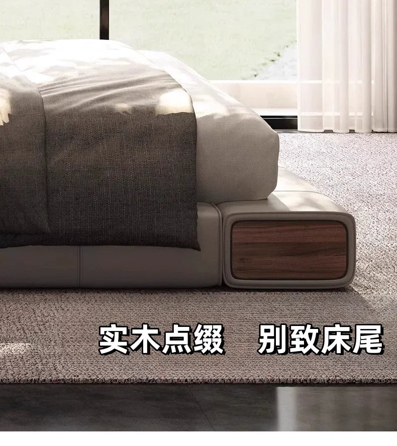 Simple Design Bed Tatami Safe Aesthetics Light Luxury Relax Bed Vintage Princess Crown Wedding Ltalian Wood Muebles Furniture
