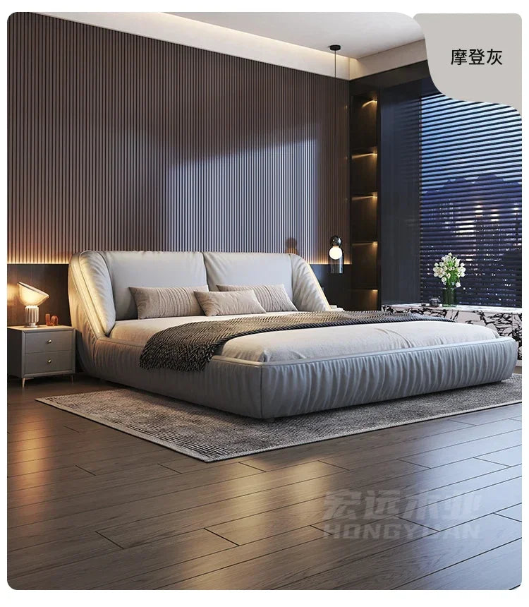 Student Leather Luxury Double Bed Modern Loft King Storage Bedroom Double Bed Queen Disabled Letto Matrimoniale Home Furniture