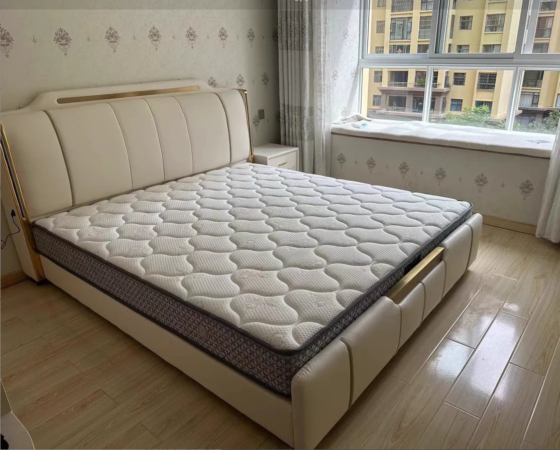 Wholesale Bedroom Set Luxury Wedding Sofa Bed King Size Design Upholstered Bed High-End Soft Back Storage Swivel LED Light