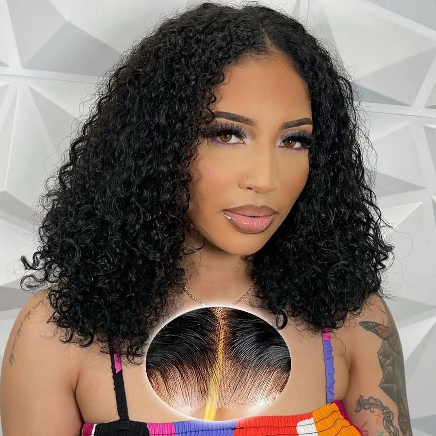 Kinky Curly Bob Wigs Human Hair Glueless 4X4 Lace Wig Malaysia Hair Short Curly Bob Wigs