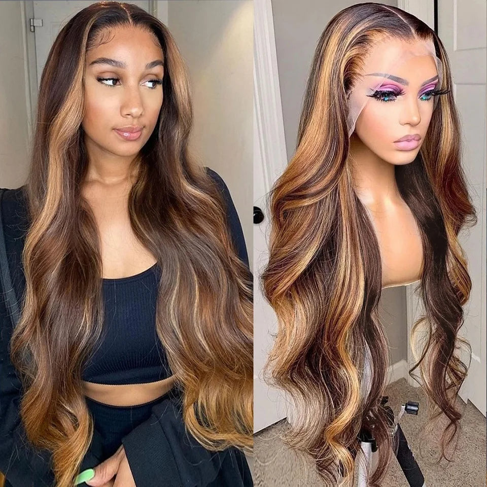 Highlight Body Wave Wig Brazilian Human Hair Wigs For Black Women 13x4 Honey Blonde Lace Front Wig 13x6 HD Lace Frontal Wig Sale