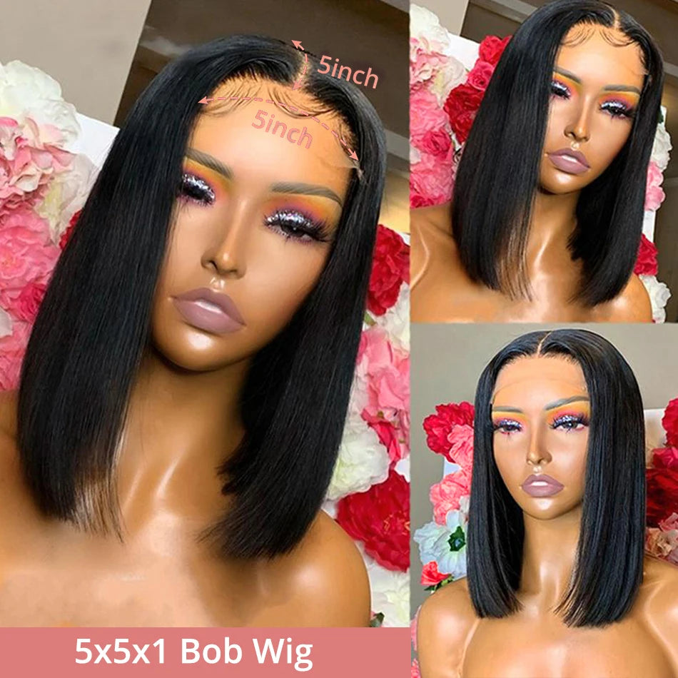 13x4 Glueless Lace Front Wig Human Hair Straight 13x6 HD Transparent Lace Frontal Wigs Short Bob Wig